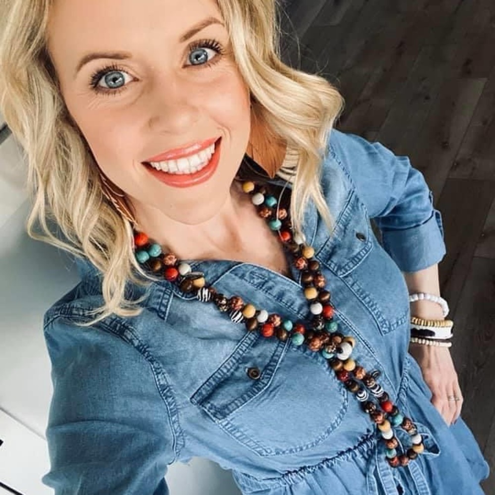 The Willa Necklace by Plunder - Multi-Colored Beads with Leather Cord